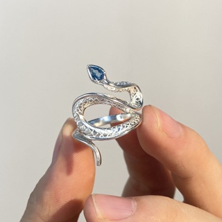แหวน รูปงู ขนาดเล็ก หรูหรา ระดับไฮเอนด์ แบบเรียบง่าย สําหรับนักเรียนหญิง