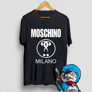 Moschino Milano Usaเสื้อยืดแขนสั้นพิมพ์ลาย เสื้อยืดผู้ชาย โอเวอร์ไซส์S-4XL