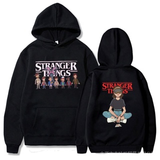 เสื้อกันหนาวแขนยาว มีฮู้ด พิมพ์ลายอนิเมะ Stranger Things แฟชั่นฮาราจูกุ สไตล์สตรีท สําหรับผู้หญิง