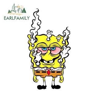 Earlfamily สติกเกอร์ไวนิล ป้องกันรอยขีดข่วน ลายการ์ตูน Spongebob 13 ซม. x 6.9 ซม. สําหรับตกแต่งหน้าต่าง แล็ปท็อป