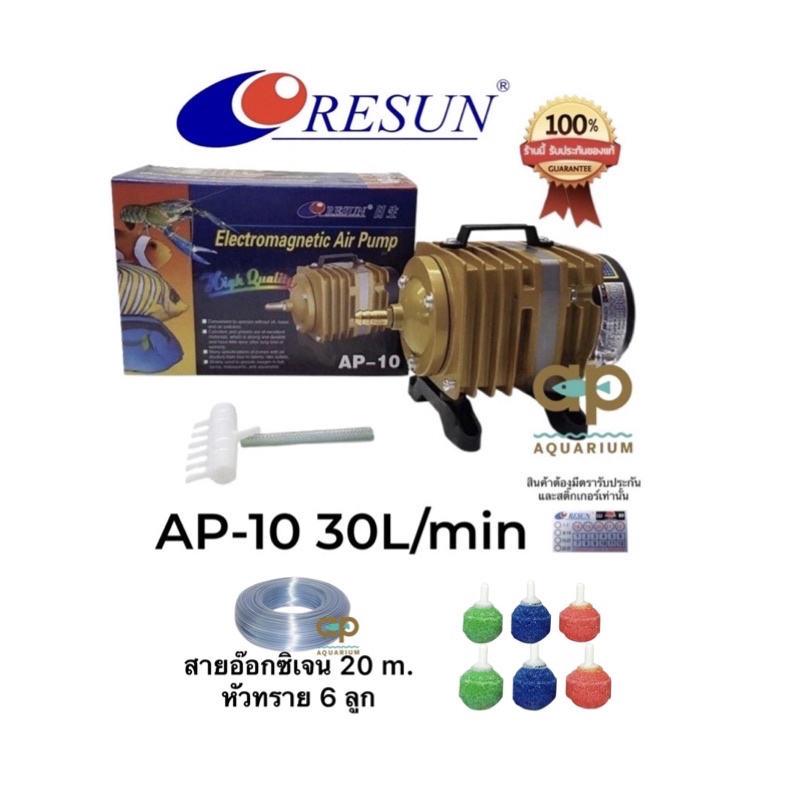 resun-ap-10-ปั๊มลมชนิดลูกสูบ-พร้อมชุดสายยางหัวทราย-หัวทรายคละสีเล็ก-6-หัว-สายยาง-10-เมตร