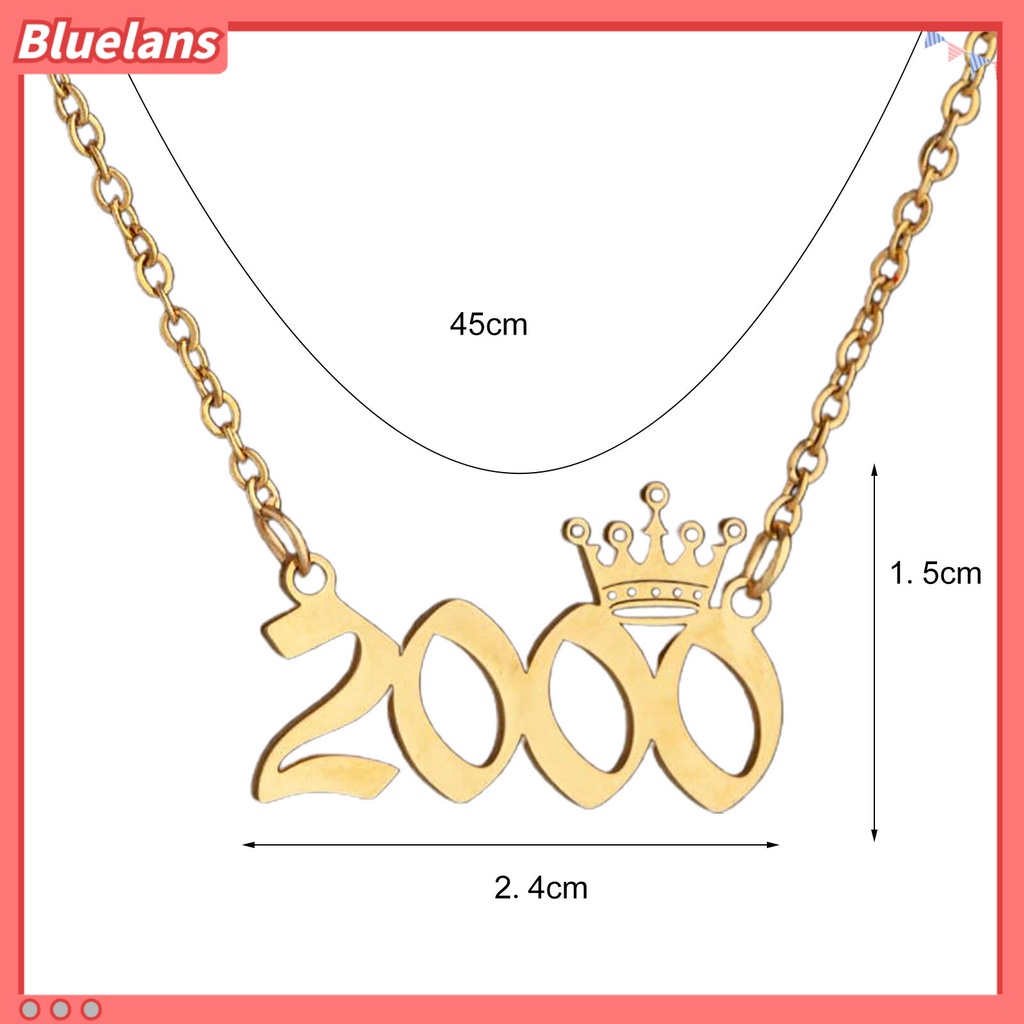 bluelans-สร้อยคอโซ่สเตนเลส-จี้รูปมงกุฎ-ตัวเลข-สวยหรู-ของขวัญวันเกิด-สําหรับผู้หญิง