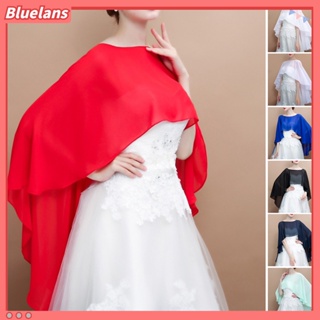 [Bluelans] เสื้อคลุมไหล่ ผ้าชีฟอง ซีทรู ระบายอากาศ บางพิเศษ ป้องกันรังสียูวี สีพื้น สําหรับงานแต่งงาน ปาร์ตี้