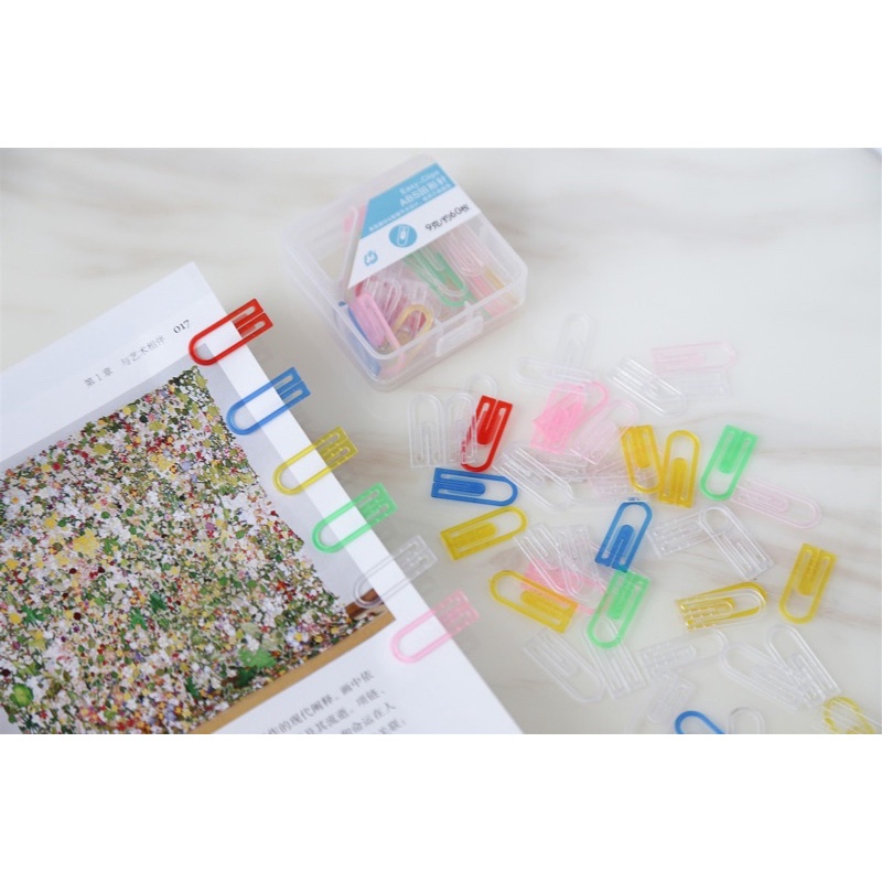 คลิปหนีบกระดาษพลาสติกคละสี-plastic-papaer-clips-พร้อมส่ง