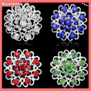 เครื่องประดับ เข็มกลัดคริสตัลรูปดอกไม้ชุบเงินแต่ง Rhinestone