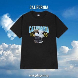 (8425) เสื้อยืดสีดำ สีเทา สีขาว ลายหมี CALIFORNIA แคลิฟอร์เนีย ผ้าคอตตอน 100%