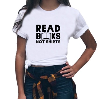 เสื้อเด็กหญิง Kitap okumak değil gömlek komik T Shirt kadın yaz kısa kollu pamuklu tişört kadın gevşek siyah beyaz tişör
