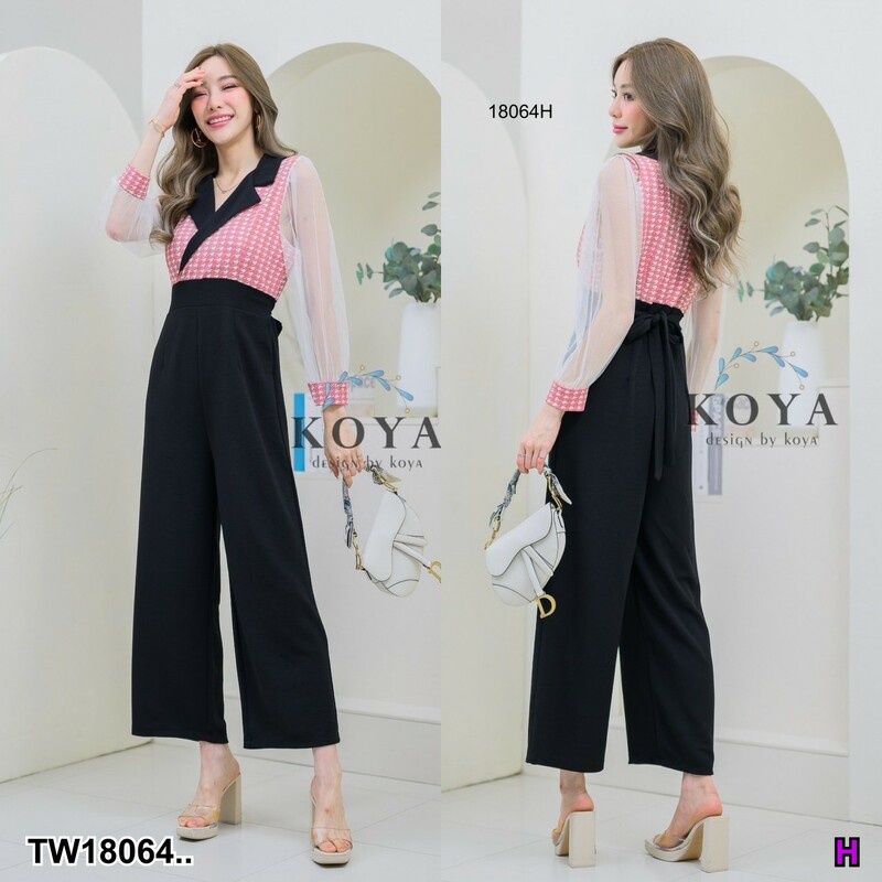 b18054-jumpsuit-จั้มขายาวคอปกลายชิโนริ-long-sleeved-jumpsuit-with-chinori-pattern