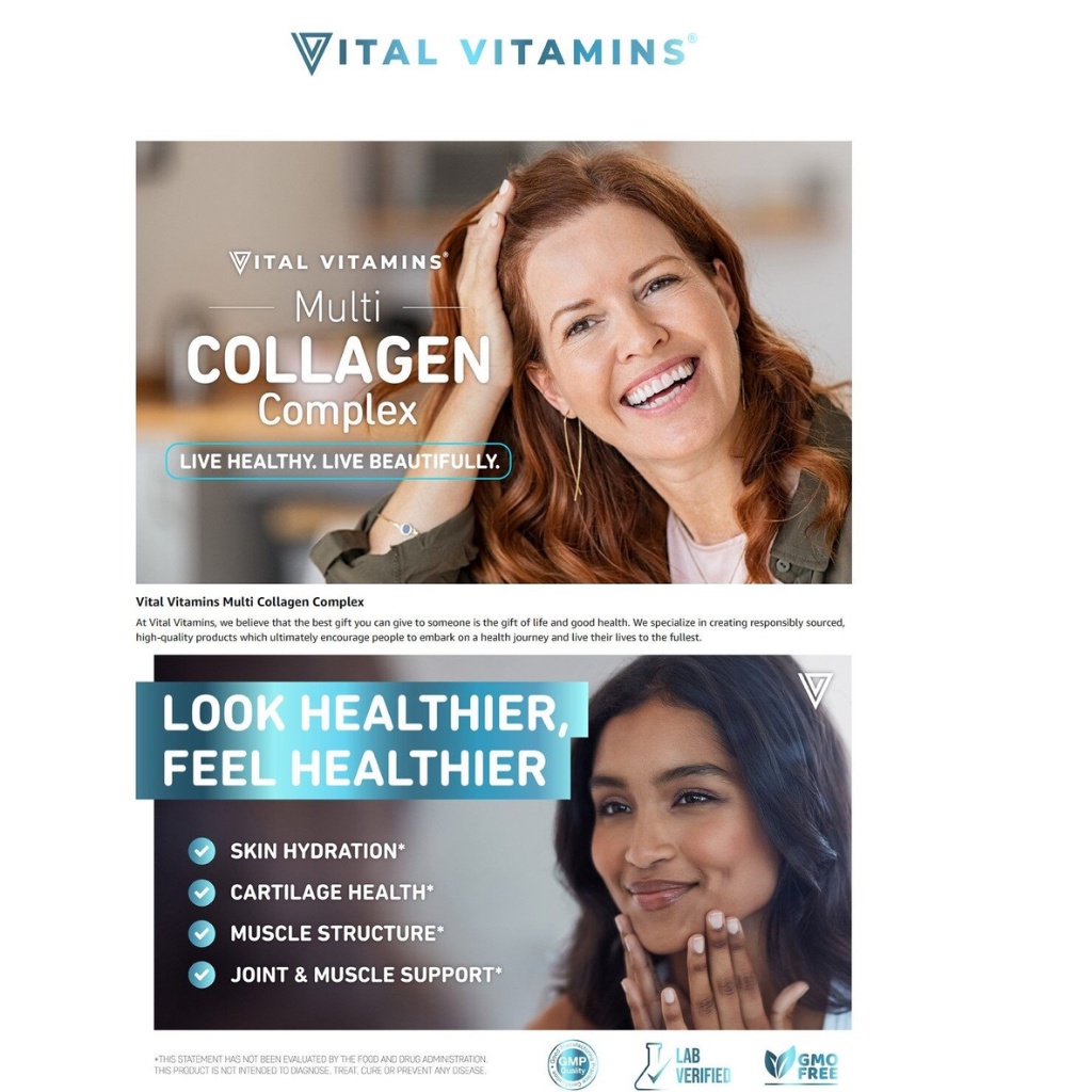 ภาพหน้าปกสินค้าVital Vitamins Multi Collagen Complex - Type I, II, III, V, X, Grass Fed, Non-GMO, 150 Capsules (No.880) จากร้าน aartcosmetics บน Shopee