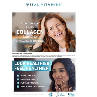 ภาพขนาดย่อของภาพหน้าปกสินค้าVital Vitamins Multi Collagen Complex - Type I, II, III, V, X, Grass Fed, Non-GMO, 150 Capsules (No.880) จากร้าน aartcosmetics บน Shopee