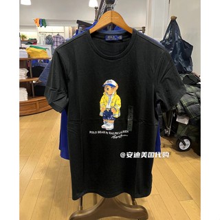 เสื้อยืดคอกลม แขนสั้น ผ้าฝ้าย พิมพ์ลายหมี สําหรับเด็ก