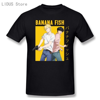 เสื้อยืดคอกลม ตลกญี่ปุ่นอะนิเมะกล้วยกล้วยปลาเสื้อยืดผู้ชายมังงะ Unisex สตรีทแวร์เสื้อยืดลําลองแขนสั้น Tshirt Homme ฮิปฮอ