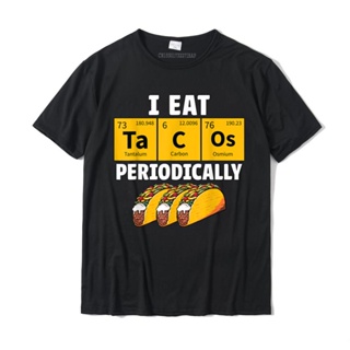 เสื้อยืดเปล่า Taco komik gıda yemek Tacos periyodik olarak mizah bilim hediye T-Shirt tasarım pamuk erkek Tees Tops Slim
