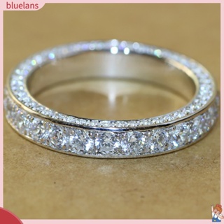 Blue2 แหวนแต่งงาน ประดับพลอยเทียม สวยหรู ฝังนิ้วมือ เครื่องประดับแฟชั่น สําหรับผู้หญิง งานปาร์ตี้