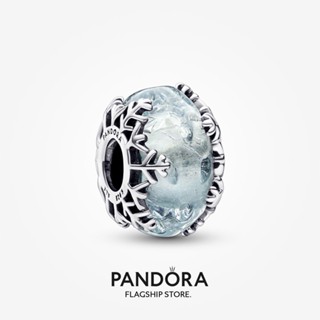 Pandora charm ของขวัญวันหยุดฤดูหนาว ลายเกล็ดหิมะ สีฟ้า สําหรับผู้หญิง p804