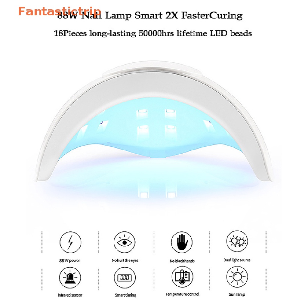 fantastictrip-โคมไฟเป่าเล็บ-led-88w-18-uv-สําหรับเป่าเล็บเจล