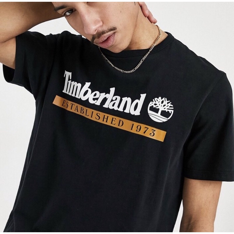 timberland-mens-established-1973-logo-t-shirts-เสื้อยืดคอกลมแขนสั้นแบรนด์