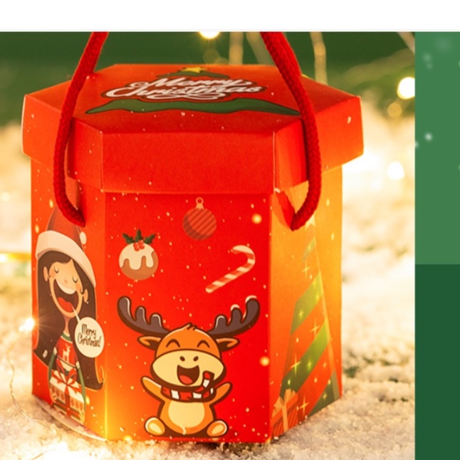 ส่งฟรี-กล่องของขวัญ-กล่องกระดาษ-box-กล่องหกเหลี่ยมลายchristmas-day