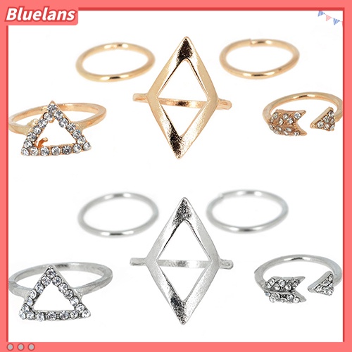 แหวนนิ้ว-midi-stack-rings-โกลเด้นสีเงิน-rhinestone-5-ชิ้น