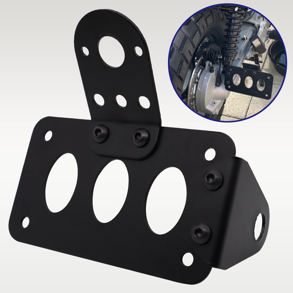 Universal Motorcycle Frame License Plate Bracket Side Mounted Tail Light Holder Number Retro