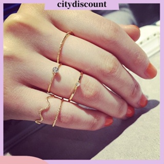 &lt;citydiscount&gt;  City ชุดแหวนทอง ประดับคริสตัล แฟชั่นสำหรับผู้หญิง 5 ชิ้น