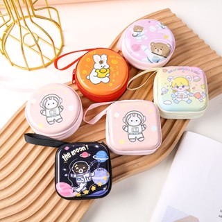 1 Pc Multi-Function Coin Purse Round Zipper Bag Cartoon Student Key Storage Creative Portable Zipper Earphone Box