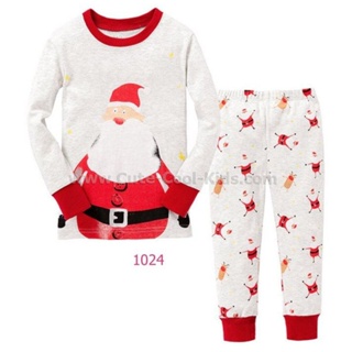 L-DAB-1024 ชุดนอนเด็กลายคริสต์มาส ซานตาคลอส Santa แขนยาวขายาวผ้าบางนิ่ม 🚒 พร้อมส่งด่วนจาก กทม.🇹🇭
