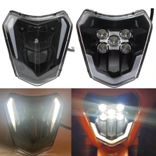 Motorcycle Headlight with LED Projector DRL Halo Headlamp Hi/Low Beam LED Headlights for KTM Husqvarna XC SX SXF EXC Dir