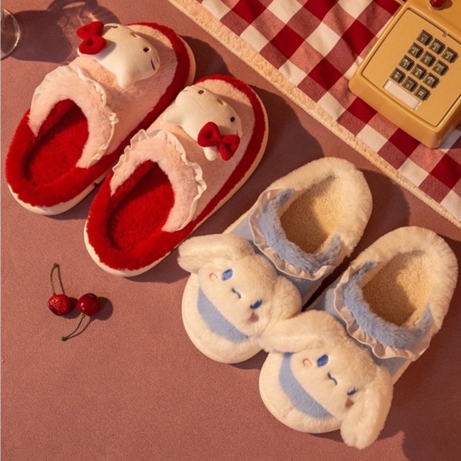 พร้อมส่ง-รองเท้าสลิปเปอร์-slipper-รองเท้าใส่ในบ้านลายการ์ตูนน่ารัก-ขนนุ่มกระชับเท้า