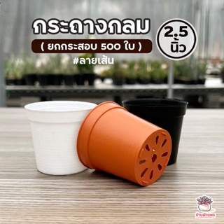 ( ยกกระสอบ 500 ใบ ) กระถางกลม 2.5 นิ้ว #ลายเส้น กระถางแคคตัส กระถางกระบองเพชร กระถางต้นไม้ กระถางพลาสติก