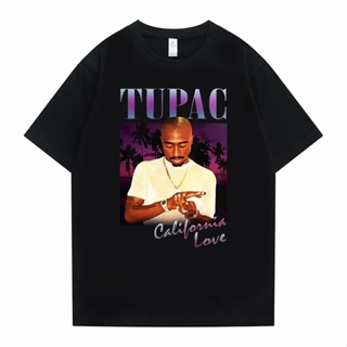 เสื้อคนอ้วนผญ น่ากลัว Tupac 2pac ฮาราจูกุกราฟิกพิมพ์เสื้อยืดผู้ชายผู้หญิงแฟชั่นสบาย ๆ ฮิปฮอป Oversized Tshirt ท็อปส์ซูผู