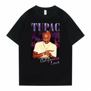 เสื้อคนอ้วนผญ น่ากลัว Tupac 2pac ฮาราจูกุกราฟิกพิมพ์เสื้อยืดผู้ชายผู้หญิงแฟชั่นสบาย ๆ ฮิปฮอป Oversized Tshirt ท็อปส์ซูผู