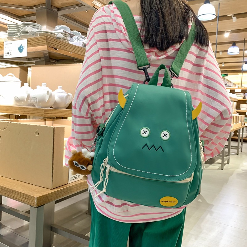 พร้อมส่ง-กระเป๋านักเรียนหญิง-เวอร์ชั่นเกาหลี-โรงเรียนมัธยม-โรงเรียนประถม-โรงเรียนมัธยมต้น-กระเป๋าเป้สะพายหลัง-สีตัดกัน-กระเป๋าเป้สะพายหลังน่ารัก