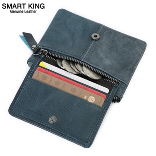 Smart King ใหม่ กระเป๋าสตางค์ ใบสั้น หนังวัวแท้ ขนาดเล็ก ใส่เหรียญได้ อเนกประสงค์ สไตล์เรโทร สําหรับผู้ชาย ผู้หญิง