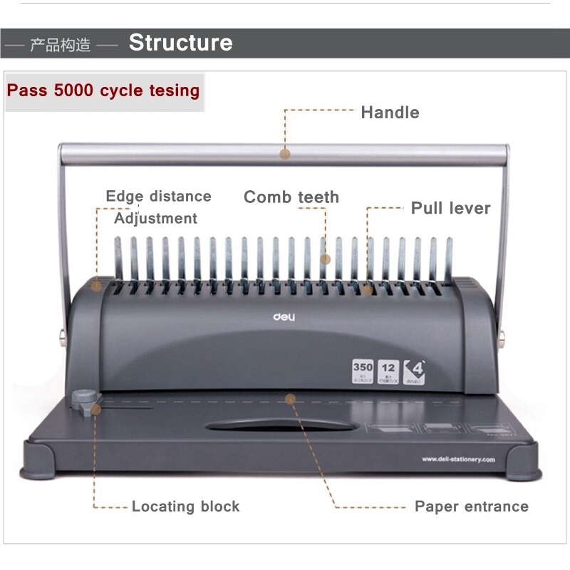 binding-machine-เครื่องเจาะกระดาษและเข้าเล่มเอกสาร-สั้นกระดูกงู-ยี่ห้อ-deli-3871-เครื่องเข้าเล่ม-เครื่องทำรายงาน