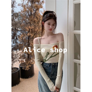 Alice  เสื้อครอป เสื้อยืดแขนยาวผู้หญิง 2022 ใหม่  ทันสมัย รุ่นใหม่ ทันสมัย Korean Style S051079 36Z230909