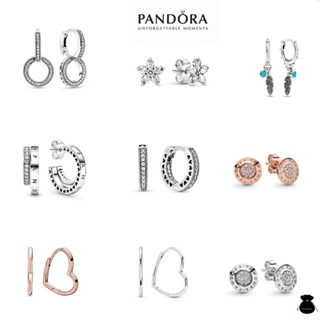 Pandora ต่างหูห่วง รูปหัวใจ S925 ของขวัญคริสต์มาส พรีเมี่ยม e1027