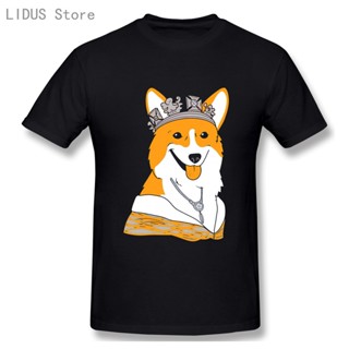 เสื้อแฟชั่นผญ2022 อื่นๆ 2021 แฟชั่นกราฟิกเสื้อยืดการ์ตูนอะนิเมะ Corgi สุนัข majesty เสื้อยืดแขนสั้นผู้ชายลําลองโอคอผ้าฝ้