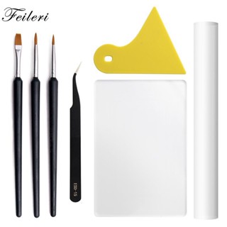 7pcs DIY Clay Tools Set Ceramic Polymer Shapers Modeling Tools Acrylic Board Plastic Cutter Scraper Tweezers Pottery Bru