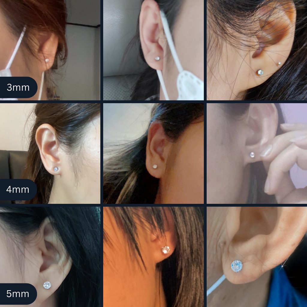 ภาพสินค้าต่างหูเพชรสำหรับคนแพ้ง่าย Sensitive Earrings - เพชรสวิส CZ ---แท้ 100% เกรดสำหรับคนแพ้ง่าย ใส่ไม่แพ้ไม่คัน จากร้าน malaigems_official บน Shopee ภาพที่ 8