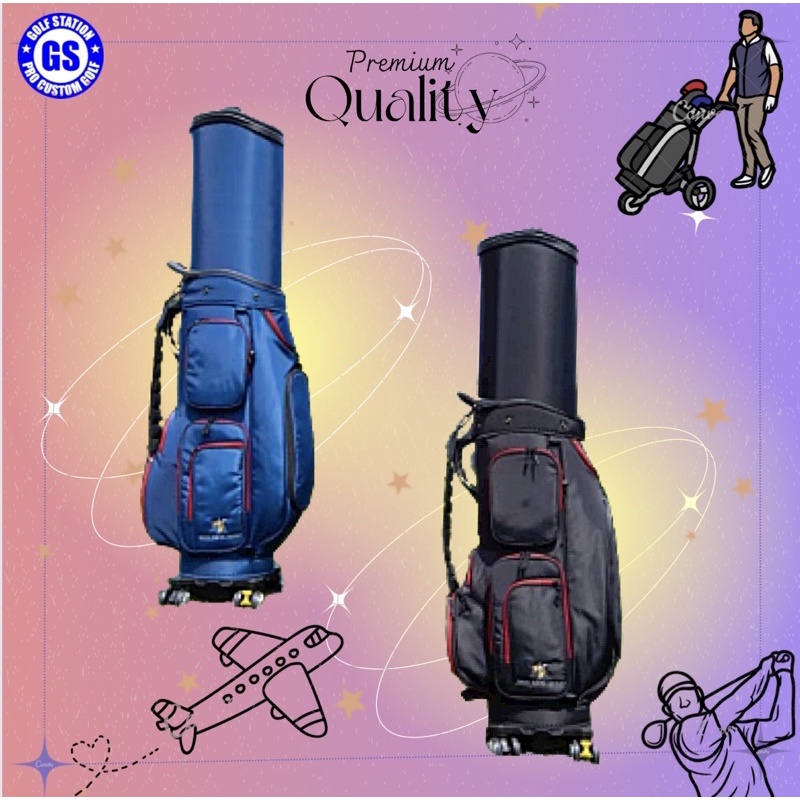 กระเป๋ากอล์ฟแบบมีล้อ-สามารถขึ้นเครื่องได้-มีถุงคลุมกระเป๋าให้-travel-golf-bag-premium-quality-by-golf-station