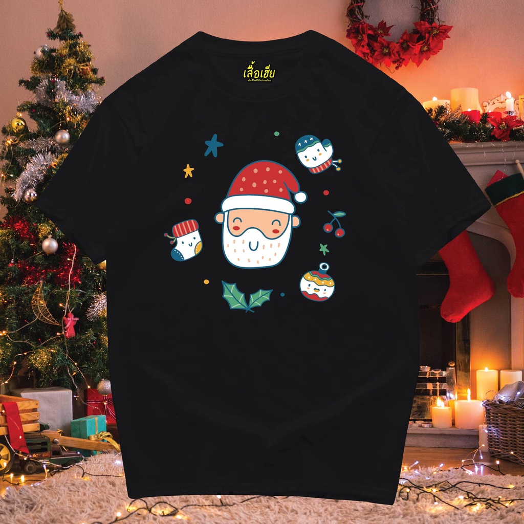 มีของพร้อมส่ง-เสื้อยืด-santa-cute-ต้อนรับ-คริสมาส-chirst-mas-cotton-100-พรีเมี่ยม