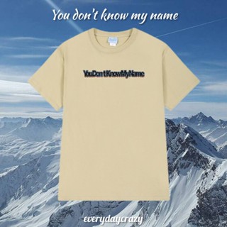 (9801) เสื้อยืดสีแอปริคอท สีเทาเข้ม ลาย You dont know my name ผ้าคอตตอน 100%