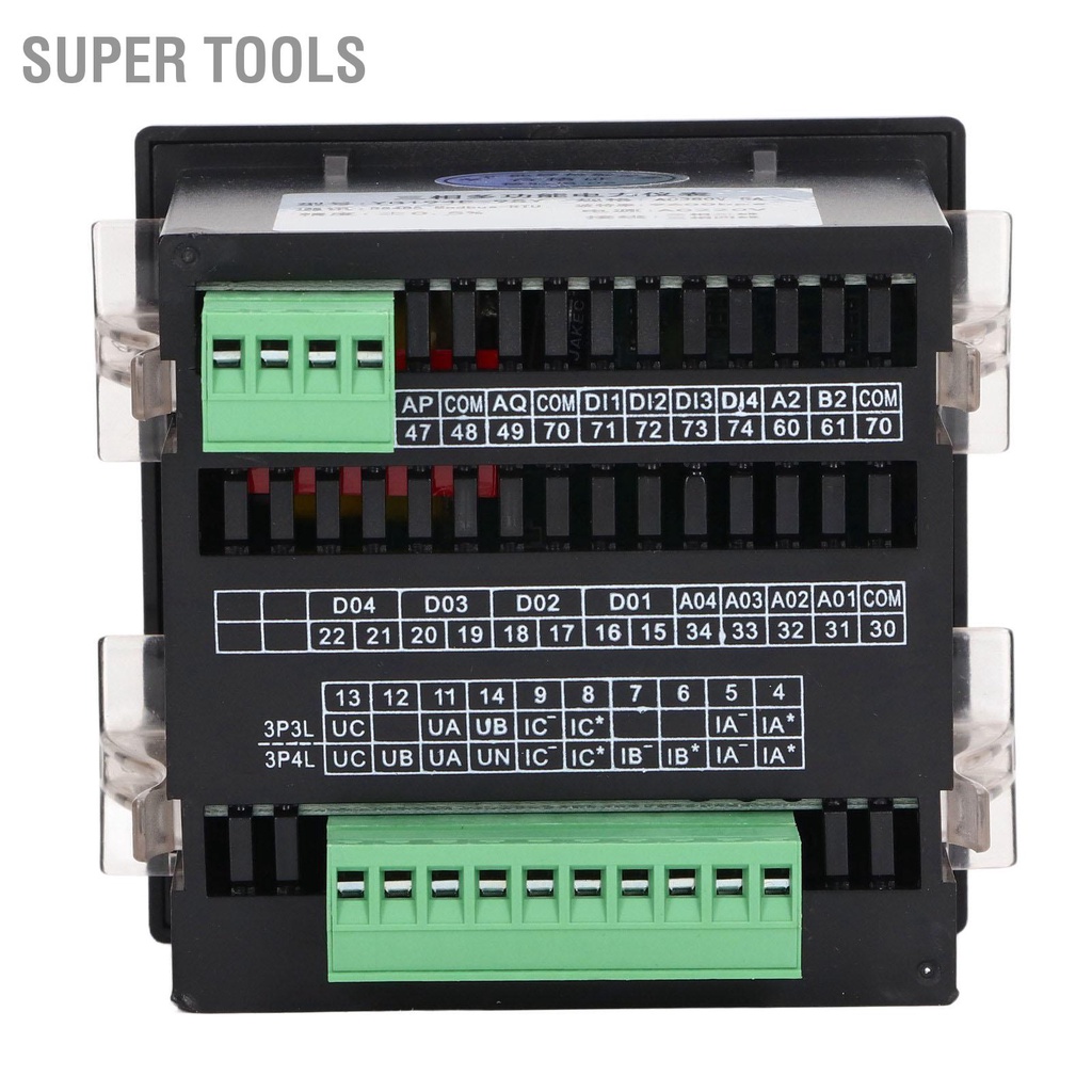 super-tools-black-3-phase-electric-power-meter-lcd-multifunctional-flame-retardant-housing-energy-ac220v