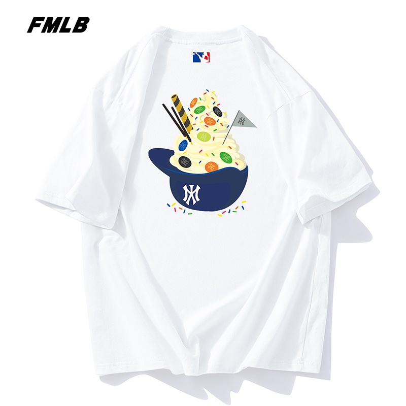 f-mlb-เสื้อยืดแขนสั้นลําลอง-ผ้าฝ้ายแท้-สีขาว-สําหรับผู้ชาย-และผู้หญิง-แขนสั้น