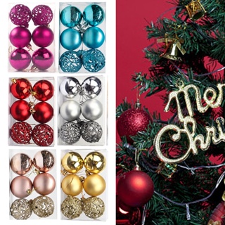 【AG】6Pcs Christmas Balls Festive Delightful Exquisite Glittery Xmas Tree Hollow-out Balls Decor for Christmas