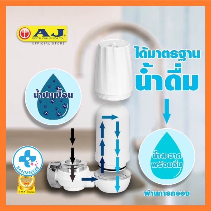 aj-เครื่องกรองน้ำรุ่น-wp-002เครื่องกรองน้ำก๊อก-กรองน้ำผ่านไส้กรองเซรามิค-มีไส้กรองขายสำหรับรุ่น-wp-002