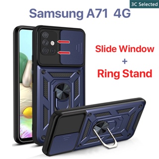 เคส Samsung A71 A51 A31 A21S A11 4G 5G หน้าต่างบานเลื่อน การป้องกันกล้อง ขาตั้งแหวนโลหะ เคสแข็ง เคส Samsung A71 4G เคส Samsung A71 5G เคส Samsung A11 เคส Samsung A31 เคส Samsung A51 เคส Samsung A21S เคส