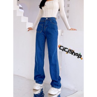 สินค้า Cicishop(1844)Jean pants กางเกงยีนส์ขายาวทรงกระบอก ดีเทลเย็บกระเป๋าเก๋ๆใส่แมตช์ง่ายทรงเบสิค