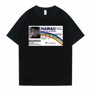 เสื้อสาวอวบ 2022 ใหม่โจมตีอะนิเมะญี่ปุ่นบนไททัน Mclovin Tshirt ฤดูร้อนผู้ชายผู้หญิงขนาดใหญ่ตลกสไตล์เสื้อยืดผู้ชายหลวมทีช